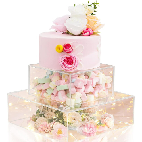 Clear Acrylic Fillable Cake Stand Cylinder Tier Riser 1