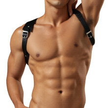 (23cmx68cm, Black) Men's Shoulder Harness Belt BDSM Adjustable PU Chest Strap for Adult Cosplay Bedroom Toys