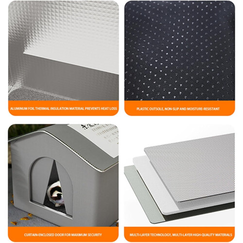 Foldable Outdoor Cat House Gray M 2