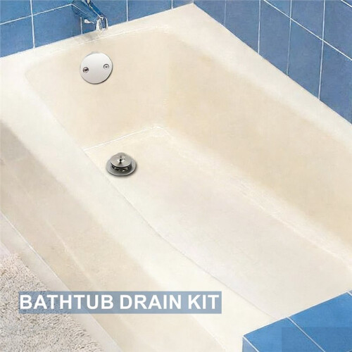 Turn Tub Drain Trim Kit with Two-Hole Overflow Faceplate, Universal Fine/Coarse Thread Replacement for Bathtubs 2