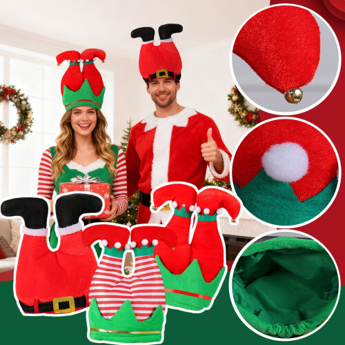 Bonnet de Père Noël à rayures rouges et noires 2