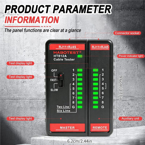 HABOTEST Network Cable Tester for RJ11 RJ45 - Essential Tool for Continuity, Phone  Finder, LAN Testing