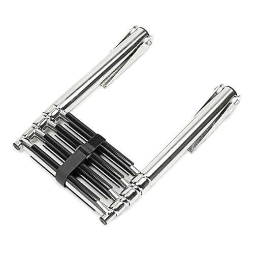 Stainless Steel Marine Ladder with Folding and Telescoping Features, Boat Accessories, 4 Step 2