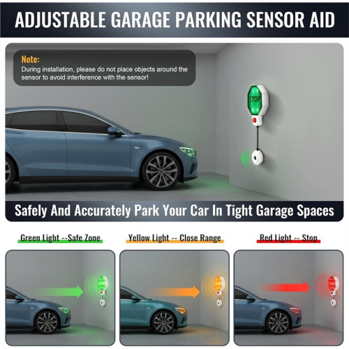 Garage Parking Sensor&Garage Parking Aid with LED Stop Light,Adjustable Ultrasonic Park Assistant EU Plug 1