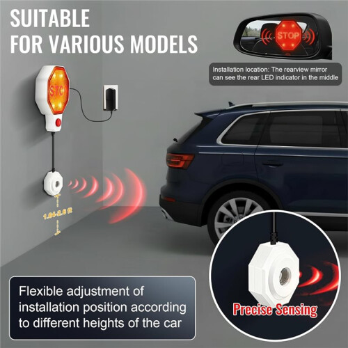 Garage Parking Sensor&Garage Parking Aid with LED Stop Light,Adjustable Ultrasonic Park Assistant EU Plug 2