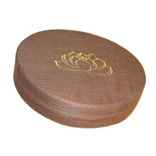 Round Meditation Cushion, Linen Cover, 40cm, Brown, Washable