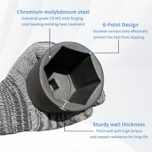 1/2 Inch Drive Impact Socket 36mm Metric, 6 Point Cr-Mo Deep Impact Socket, 78mm Length