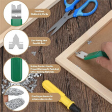 Glazier Point Driver Tool with 200 Glazing Points & 2 Finger Cots - for Framing Glass, Pictures,Easy-Grip Handle