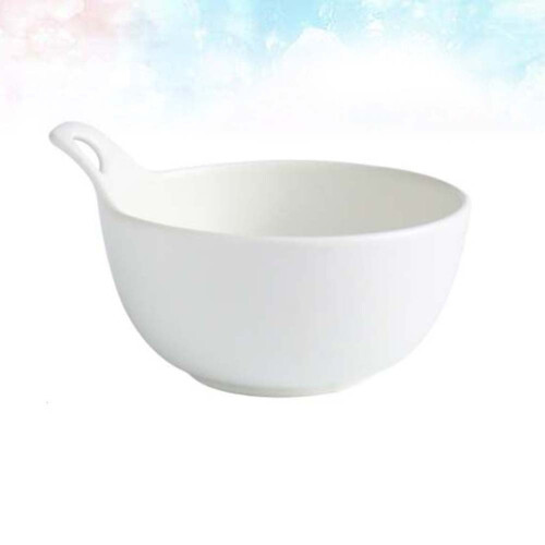 Korean Ramen Ceramic Serving Bowl with Handle - White 2