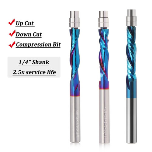 Shank Solid Carbide Bearing Guided Two Flute Flush Trim Router Bits Woodworking Milling Cutters End Mill 1