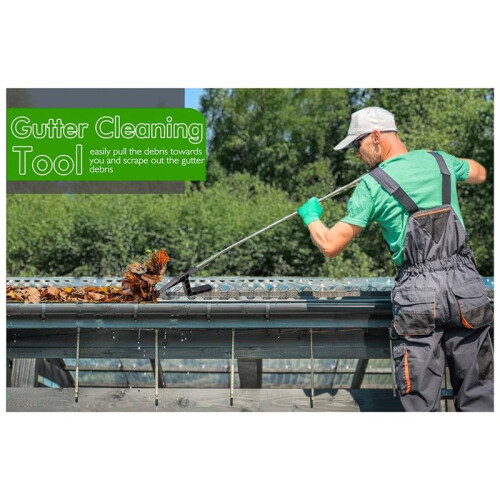 Gutter Cleaner Leaf Cleaning Tool the Gutter Tool Eaves Drain Tool Telescopic Pole to Remove Leaves and Debris 2