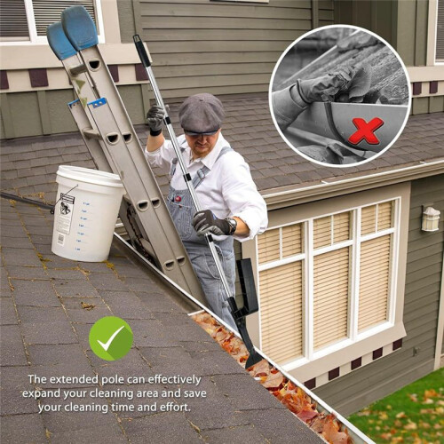 Gutter Cleaner Leaf Cleaning Tool the Gutter Tool Eaves Drain Tool Telescopic Pole to Remove Leaves and Debris 1