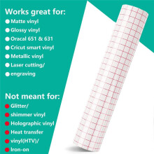 Clear Vinyl Transfer Paper Tape Roll-Rood Uitlijningsraster Helder, Transferpapier voor Silhouette Cameo (12Inch X 15 Ft)