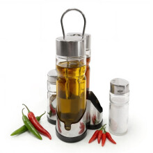 GEEZY 4 Piece Condiment Set for Table Cruet Oil Vinegar Dispensers Salt Pepper Shakers