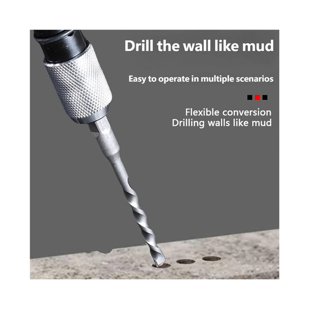 Hammer Drill Adapter With 4 Impact Bits - Turns Cordless Drill Into Hammer Tool For Concrete, Brick, Stone 4714038611584