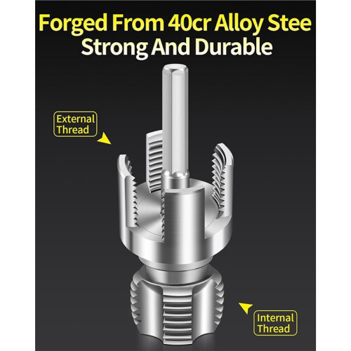 Internal & External Pipe Threading Tool Set 1/2" 3/4" 1" PVC Plastic Pipe Threader Kit,Drill Compatible for Plumbing 2