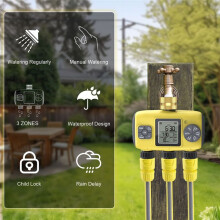 3-Uttags Automatisk Bevattningstimer Trädgårdsbevattningssystem Oberoende Styrd Sprinklerprogrammerare Verktyg