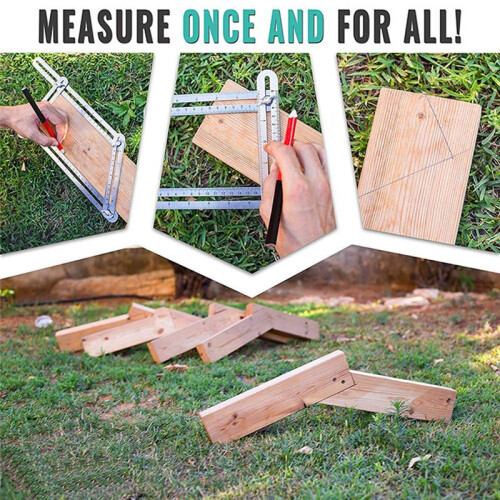 Multifunction Folding Ruler Special Shaped Measurement Stainless Steel Movable Four Fold Ruler Multi Angle Ruler 2