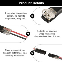 100 Connecteurs Enfichables pour Câble Double, Connecteurs pour Ruban LED, Connecteurs de Fil Sans Soudure à 2 Broches avec Boucle de Verrouillage