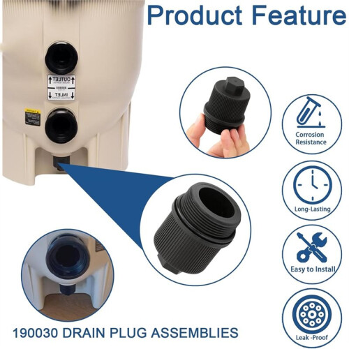 190030 Filter Drain Plug Cap Replacement Assembly with O- for  FNS , Clean & Clear , and Quad D.E. 1
