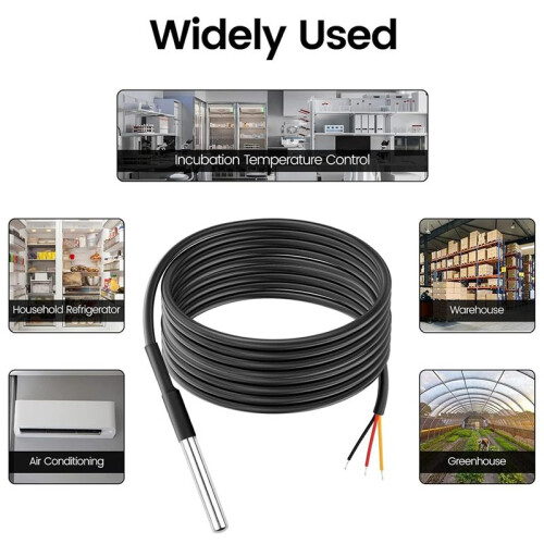 5pcs 5M DS18B20 Temperature Sensor Temperature Probe Stainless Steel Package Cable Waterproof Digital Thermostat Sensor 1