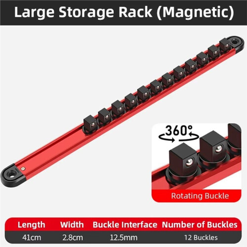 Magnetic Socket Organizer Rail Bar Tool Rack Wall Mounted Socket Rack for Garage Workshop Socket Wrench Storage 2