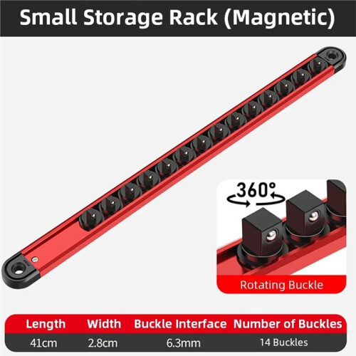 Magnetic Socket Organizer Rail Bar Tool Rack Wall Mounted Socket Rack for Garage Workshop Socket Wrench Storage