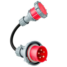 0,5 Meter 5-Polig Industriell Kontakt CEE-Adapter 32A Hankontakt Till 16A Kopplingsadapter 2,5 mm² Kabel Ström Vattentät IP67