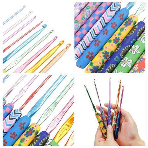 Ergonomic Crochet Hooks Set, Ceramic Handle Alumina Knitting Needles for DIY Weaving 2
