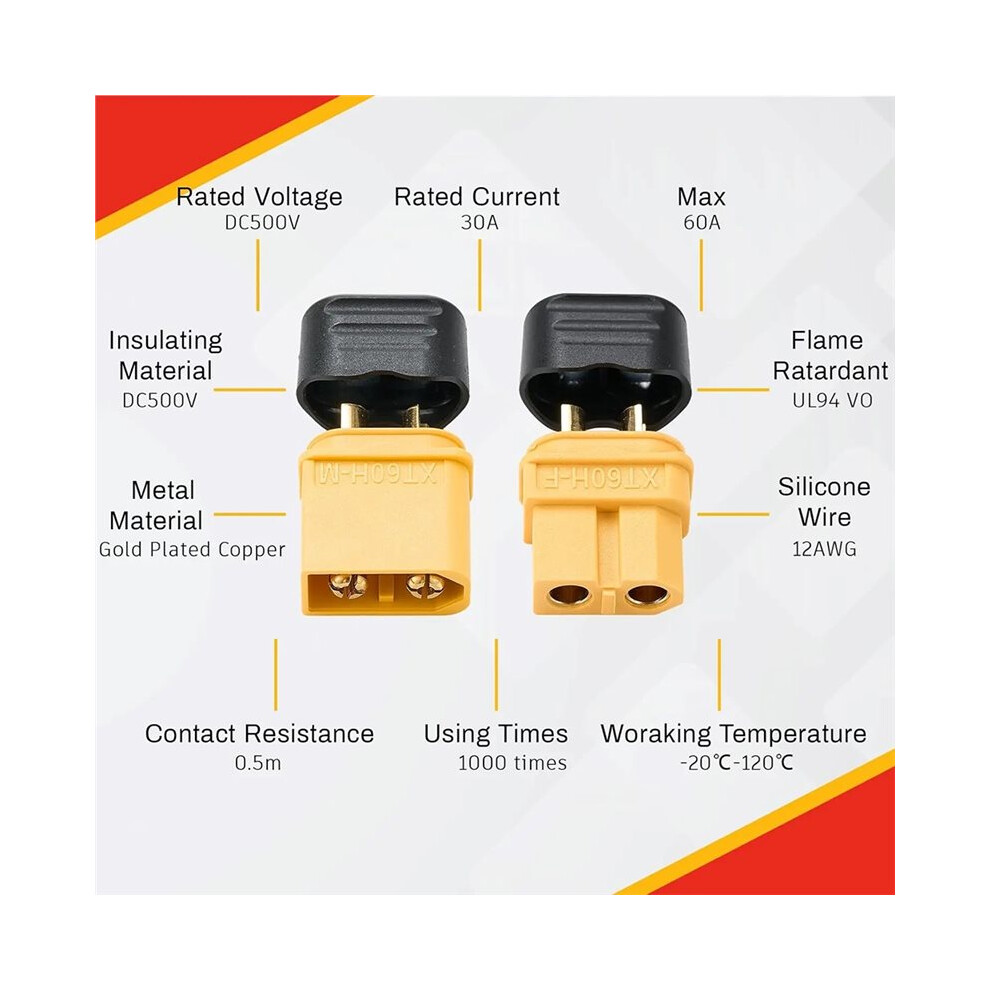 20 Pair Xt60/Xt60h Connectors For Rc Lipo Batteries - Male & Female Plugs 6033652641042