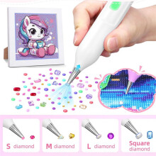 Elektrisches Diamant-Malstift-Set, Wachsfreies Vakuum-Diamant-Kunststift-Zubehör für Erwachsene und Kinder