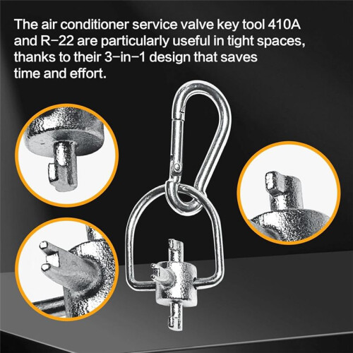 HVAC Tools Locking Cap Keys 2-Pack for R22 and 410A Refrigerants,Multi-Function Triple Key Tool for Vacuum Caps HVAC Key 2
