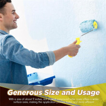 3Pcs 4 Inch Drywall Compound Roller Cover with Paint Frame,Drywall Texture Brush,Mud Roller for Putty,Diatomaceous Earth