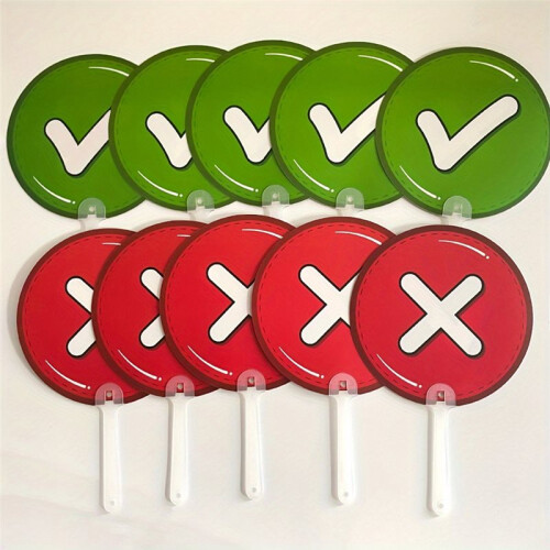 Double-Sided Correct & Wrong Handheld Signs Paddle for Classroom Activity Competition Scoring Voting Paddles Teaching