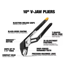 TOUGHBUILT TB-H3-51-V10 TB-H3-51 10"/12" Quick Adjustment Water Pump Pliers V-Shaped Jaw Separately Hand Tool V10