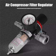 AFR2000 1/4in Air Compressor Moisture Filter Water Oil Separator Regulator with Pressure Gauge