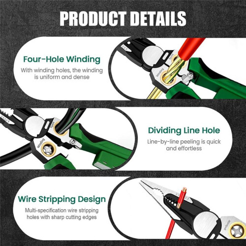 Wire Stripping Pliers, Electrician Pliers with Voltage Tester,Wire Stripper for Cutting and Pulling Wires Cable Scissors 2