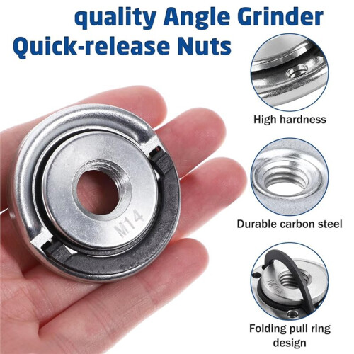3-Pack M14 Quick Release Nuts, Quick Release Nut with Lever for All Angle Grinders, Clamping Nut Grinding Wheel Change 1