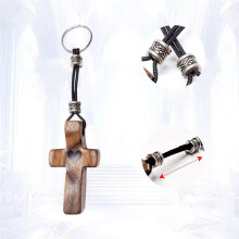 2 Peças Walnut Wood CrossKeychain Handheld Wooden KeyChain Fingertip Stress Relief Gifts Pocket