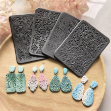4Pack Professional Silicone Stamping Mats for Polymer Clay Jewelry and Earring Designs