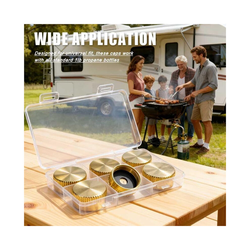 6Pcs Solid Brass Propane Tank Cap Universal For 1 Lb Refillable Propane Cylinders With Rubber Washer For Camping Rv Bbq 6031444416328