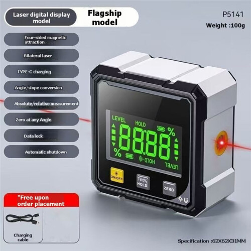 Digital Angle Finder with Electronic Laser, Magnetic Woodworking Measuring Tool 1