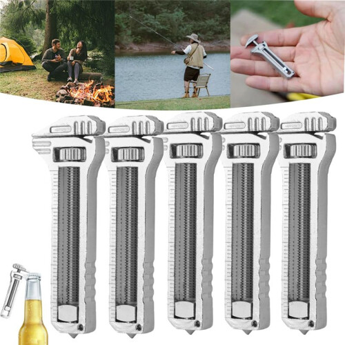 5 Pcs Compact Titanium Multitool,Multifunctional Adjustable Wrench,  Portable Bottle Opener, for Outdoor Camping 1