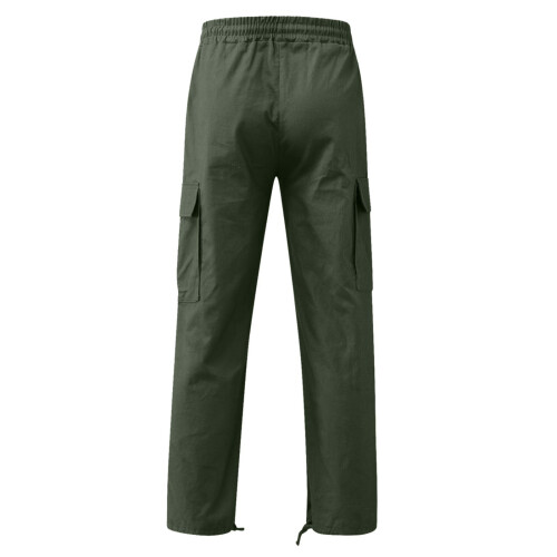Παντελόνι Cargo Plus Size για άνδρες, μονόχρωμο, casual, με πολλές τσέπες, για υπαίθριες 2