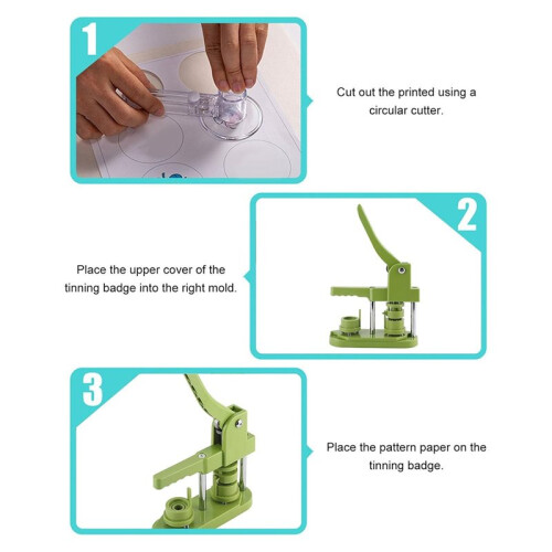 Button Maker Machine Kit with 100 Sets, DIY Badge Button Maker Press Machine Badge Punch Press Pin Set
