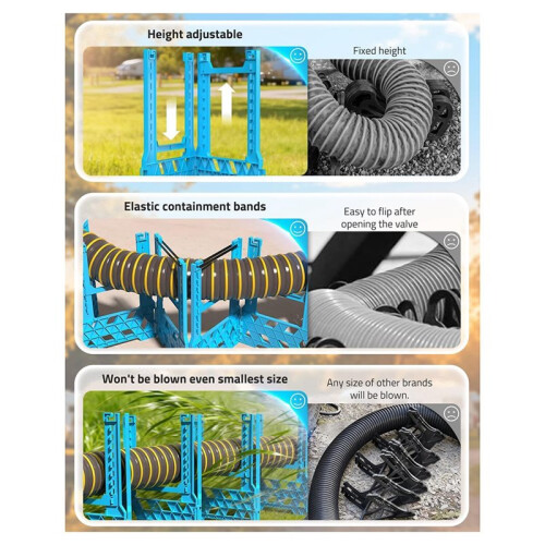 10FT RV  Sewer Hose Support, Height Adjustable Sewer Hose Support for RV , Deep Cradles Design, Quick Setup 2