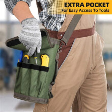 Sac à Outils Enroulable, Rangement D'Outils Portable avec 2 Poches Zippées Amovibles, Cadeau D'Anniversaire pour Papa, Fête des Pères, Vert