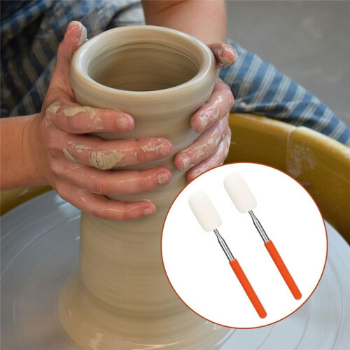 2pcs Telescoping Sponge Stick for Pottery, Retractable Ceramic Mud Tools Clay Sponge  A Stick with Handle 1