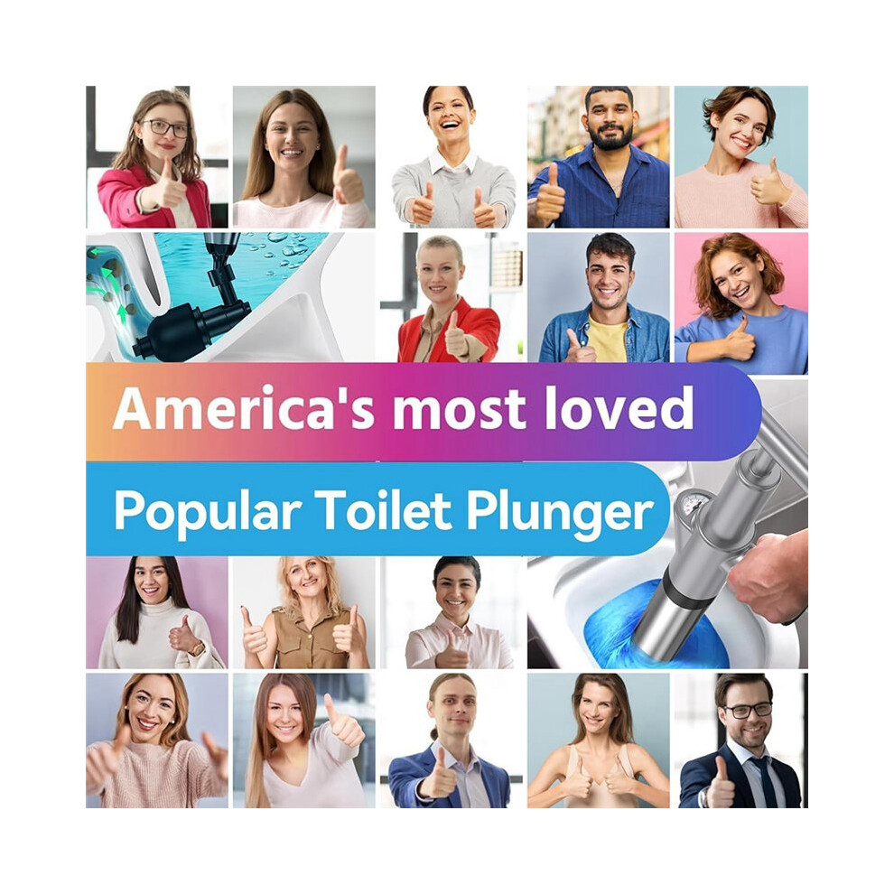 Toilet Plunger,Upgraded High Pressure Air Plunger With Barometer, Stainless Steel Drain For Clogged Toilet,Sink 4711949393042