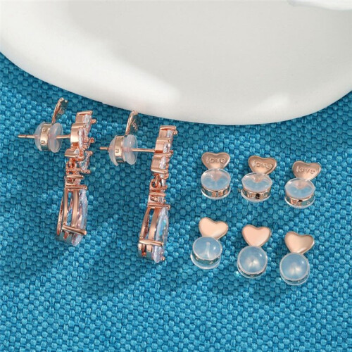 8PCS Earring Backs for Droopy-Ears, Earring Lifter Backs Replacements for Heavy Earrings,Rose Gold 2
